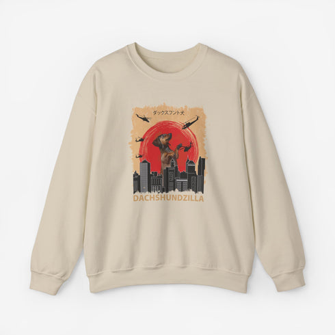 Dachshund Sweatshirt for Women - Funny Dachshundzilla Crew Sweatshirt